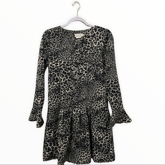 Molly Bracken, Women’s Leopard/ Cheetah Print Dress, Bell Sleeves, Drop Waist XS - Picture 1 of 9